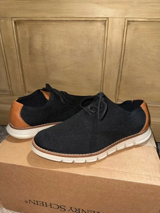 Nine West Black Knit Lace-Up Oxfords with Brown Accents - Picture 2 of 10